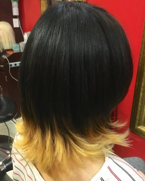 Picture of Two Tone Hairstyle – Black Hair with Blonde Tips