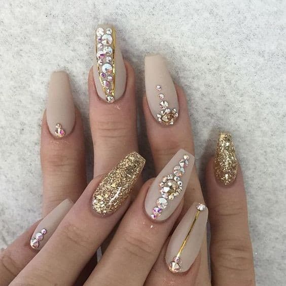 nude/pink and silver square oval acrylic nails