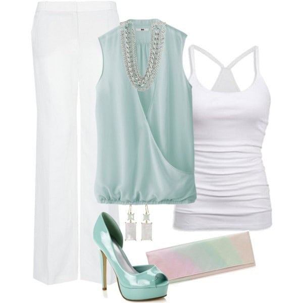 All white with mint green tank