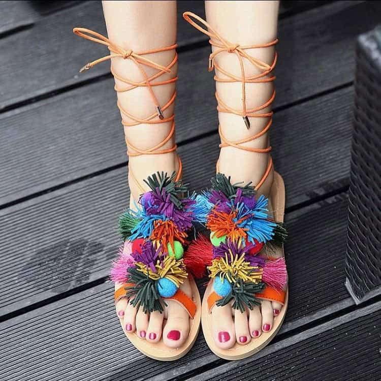 Colourful Pom Pom Sandals