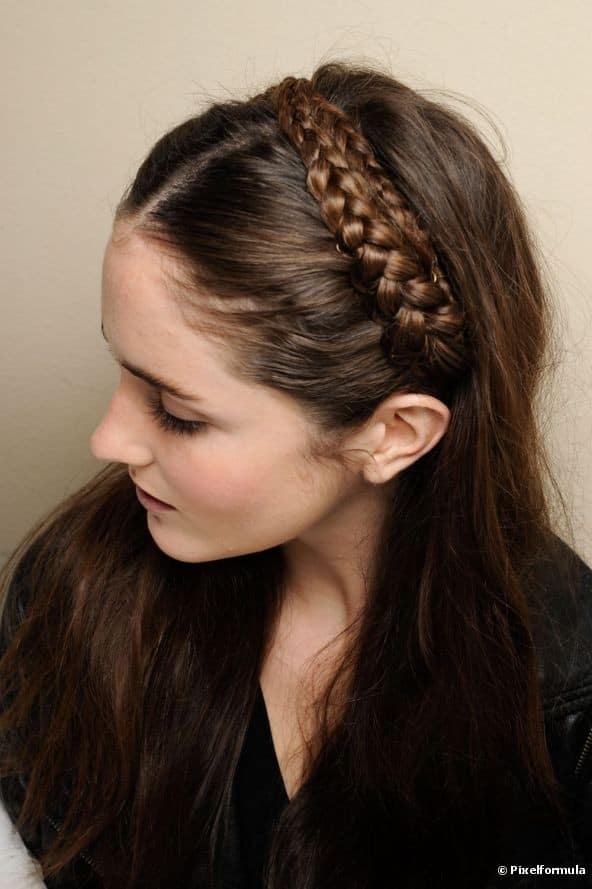 Hair with a braid headband