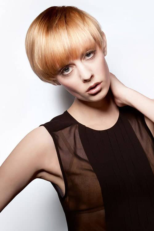 Strawberry blonde modified bowl cut