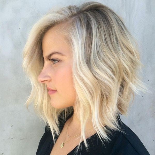 Platinum A-line bob with natural roots