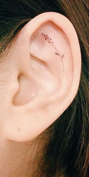 Subtle Flower Ear Tattoo