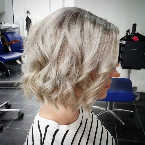 Silver Blonde Bob with Curled Ends