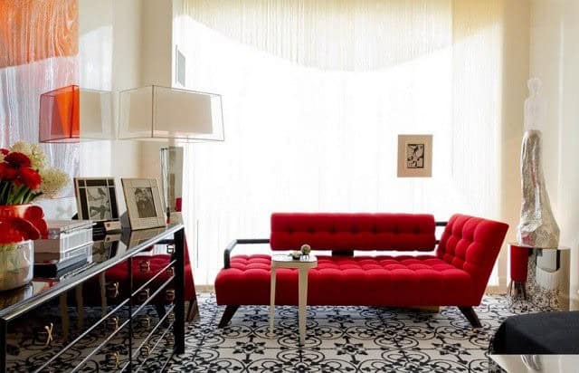 Gorgeous Red Bed and Black Lace Floor