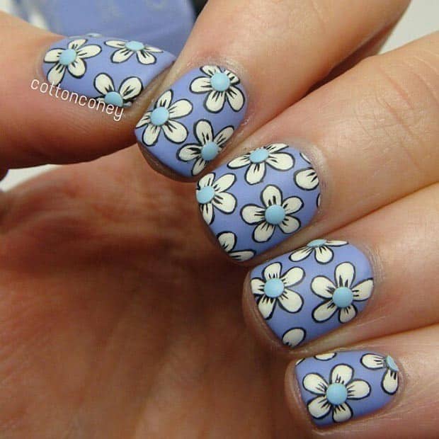 Matte Flower Nail Design