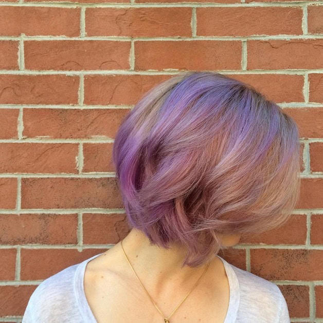 Purple bob with loose waves