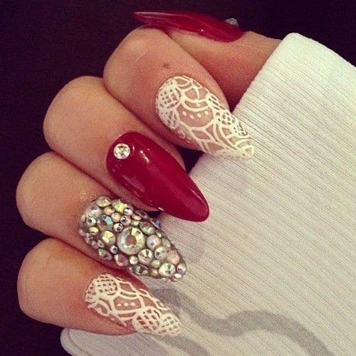 Fashionable Red Stellato Nail Design