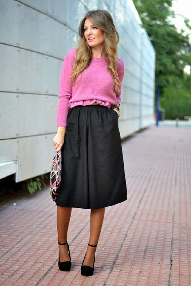 Feminine Outfit with Pink Sweater