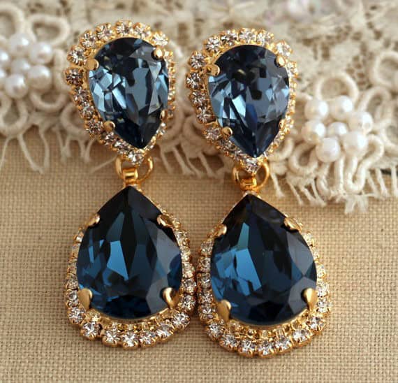 Dark blue statement earrings