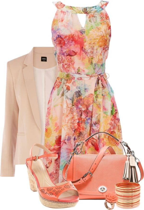 Floral halter dress and blazer